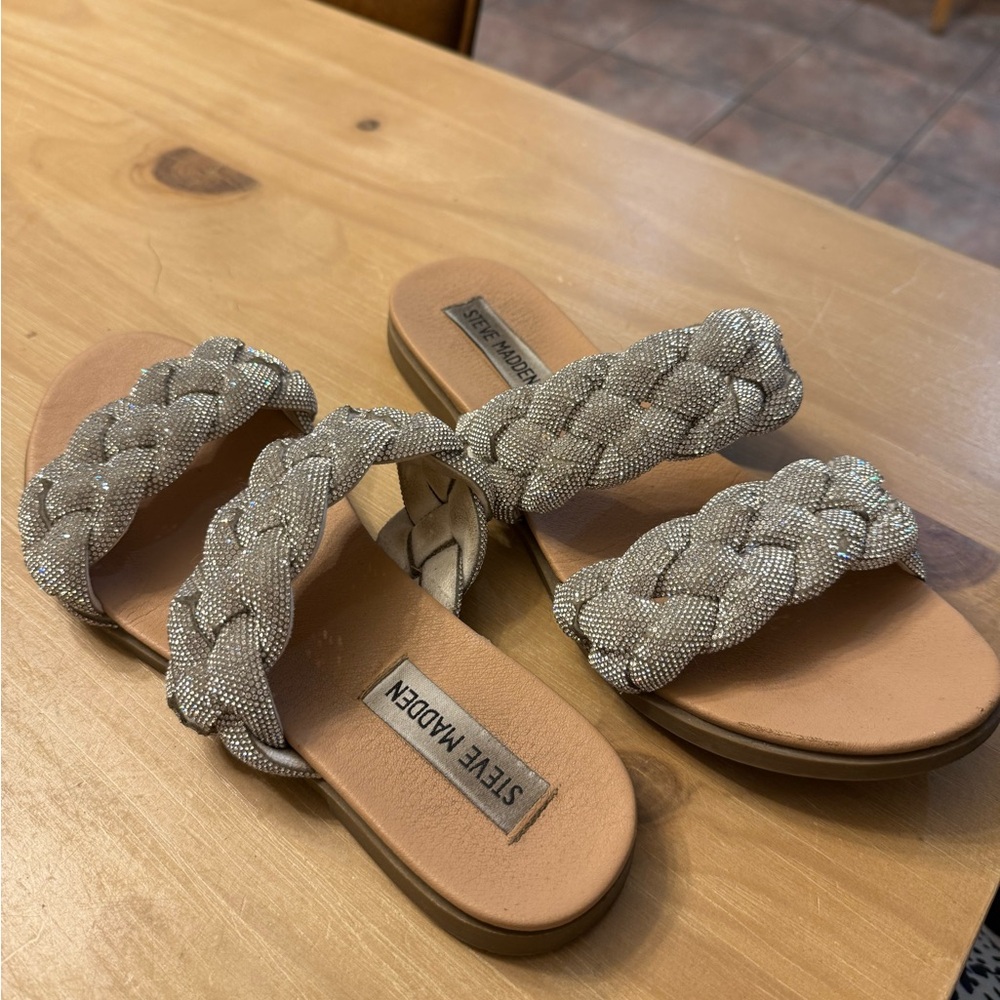 Steve Madden Silver Braided Sandals